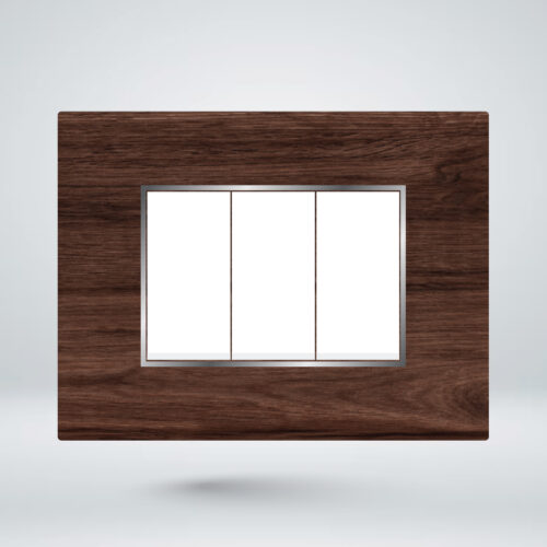 Wood Ebony Plate With Silver Stamping